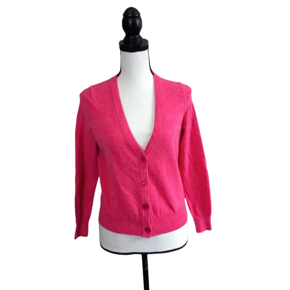 Talbots Petites Pink Lambswool Rabbit Hair Button Up Cardigan Sweater Womens S - Picture 1 of 5